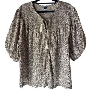 Old Navy Women's 2X Puff-Sleeve Tie-Front Swing Top‎